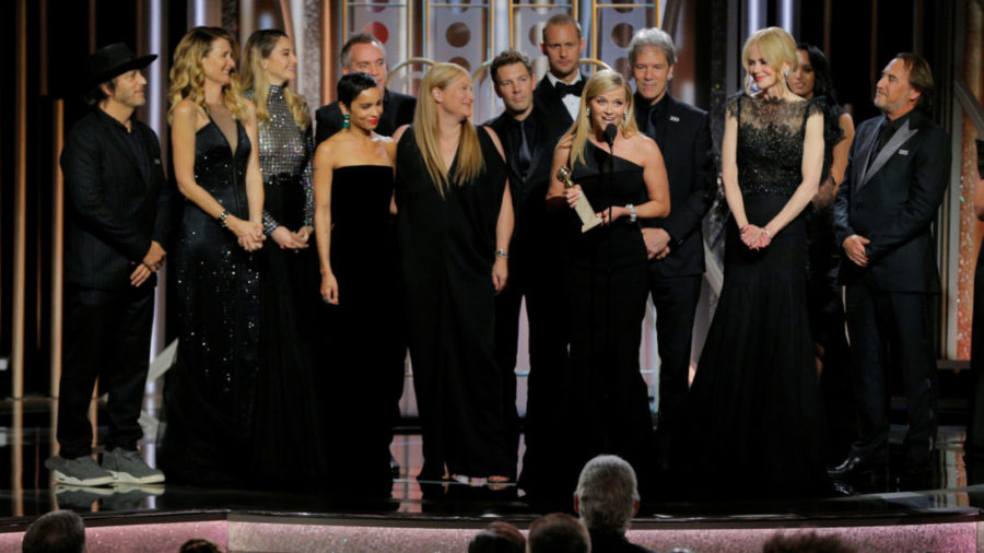 Reese Witherspoon holds the award for Best Television Limited Series or Motion Picture Made for Television for Big Little Lies, HBO, at the 75th Golden Globe Awards in Beverly Hills, California, U.S. January 7, 2018.              Paul Drinkwater/Courtesy of NBC/Handout via REUTERS ATTENTION EDITORS - THIS IMAGE WAS PROVIDED BY A THIRD PARTY. NO RESALES. NO ARCHIVE. For editorial use only. Additional clearance required for commercial or promotional use, contact your local office for assistance. Any commercial or promotional use of NBCUniversal content requires NBCUniversals prior written consent. No book publishing without prior approval. - RC11EDAC7980